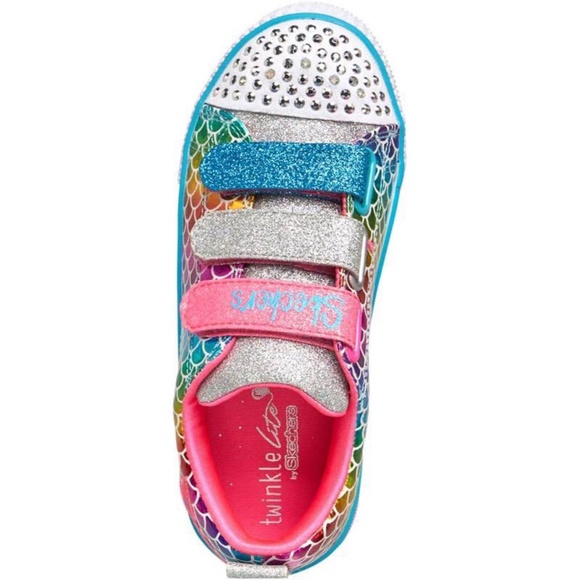BRAND NEW girl Skechers sparkle scales light up velcro shoes size US 3Y - Picture 4 of 10